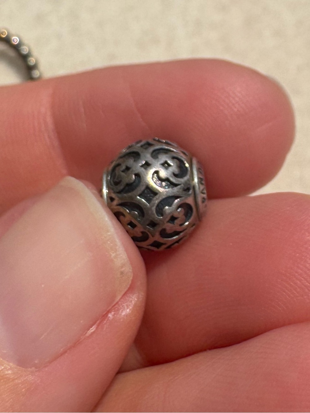 Pandora Oxidized Silver Filigree Round Charm